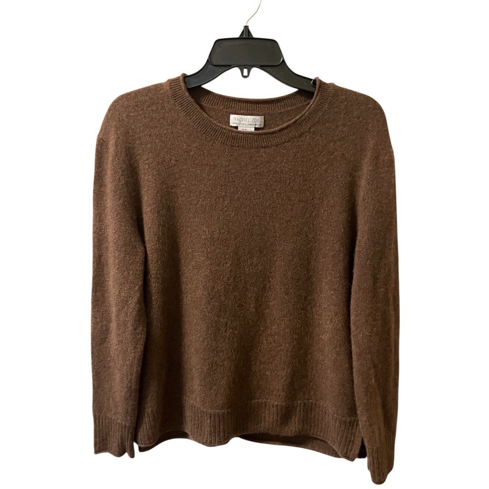 Rachel Zoe Cashmere Sweater XL Brown Long Sleeve Crew Neck Luxury